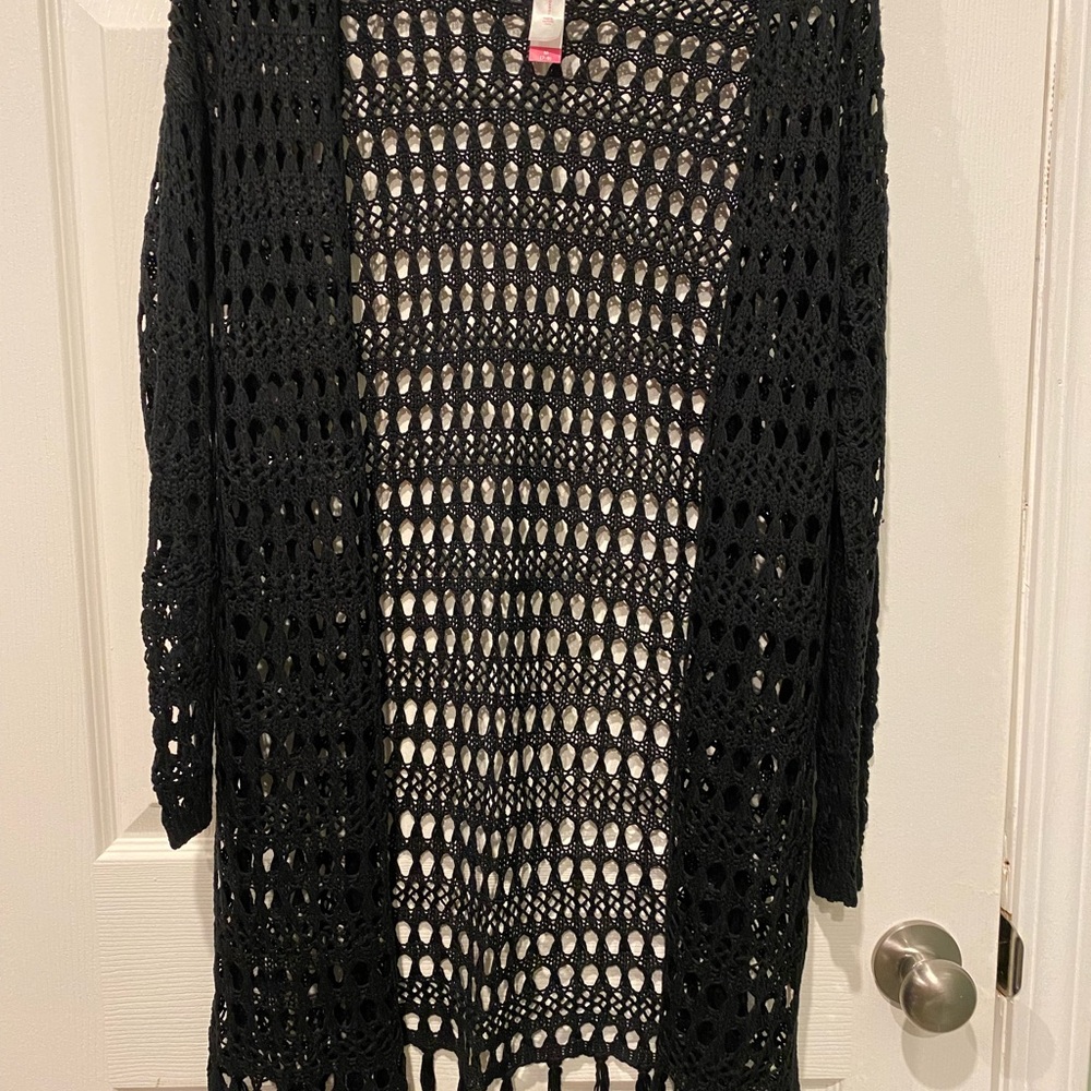 No Boundaries Chic Black Crochet Cardigan